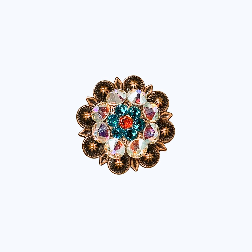 Copper Fire Opal - Teal - AB Crystal Conchos Sizes from 1