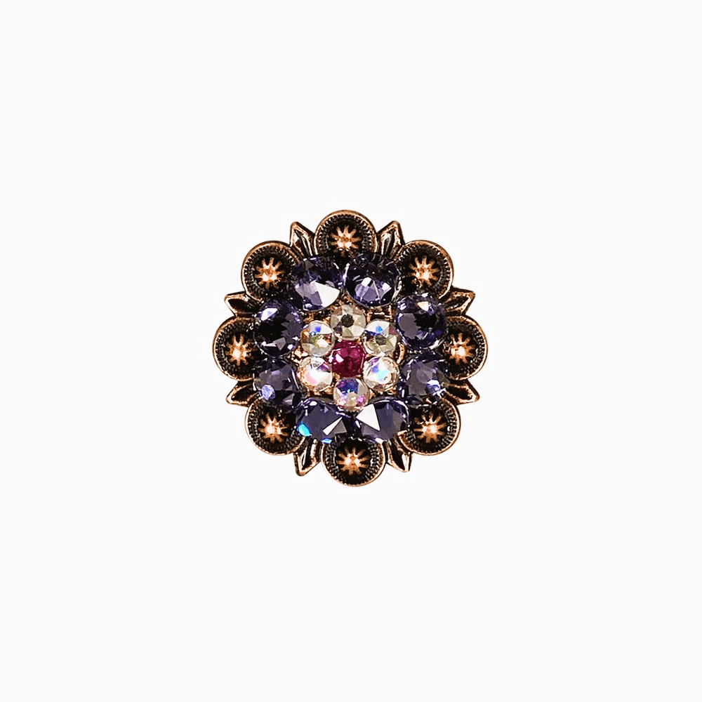 Fuchsia, AB & Lilac Copper 1.25" European Crystal Concho - RODEO DRIVE