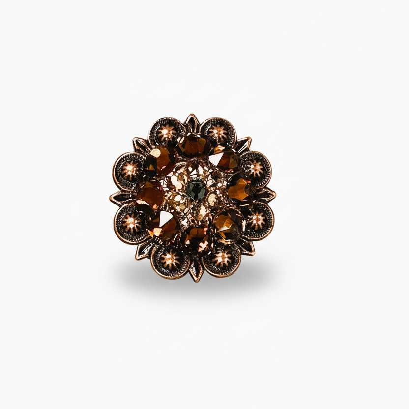 Copper Jet - Champagne - Topaz Crystal Conchos | Sizes 1"- 3" | Buckles | Saddle Set | Leather Rosettes | Slide