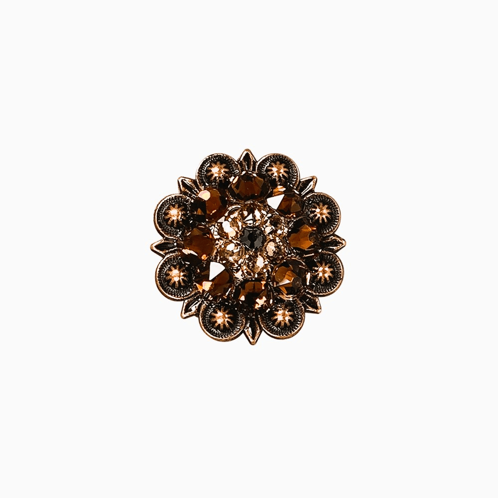 Jet Champagne & Topaz Copper 1.25" European Crystal Concho - RODEO DRIVE