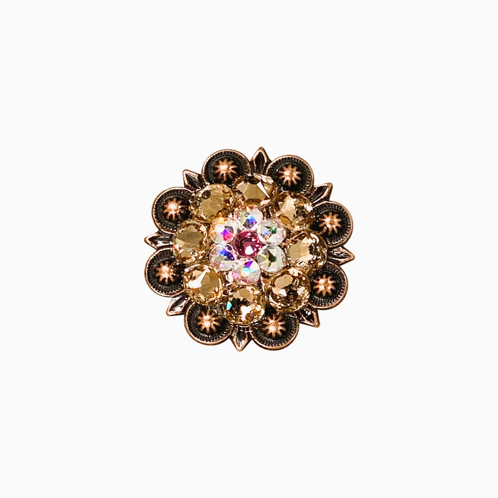 Copper Pink - AB - Champagne - Crystal Conchos Sizes from 1"-3" and Buckles