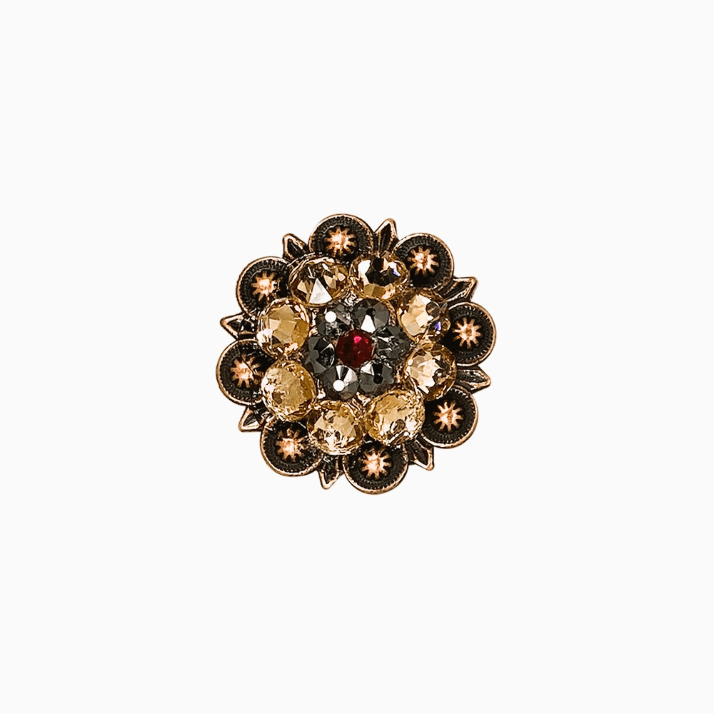 Ruby Jet & Champagne Copper 1.25" European Crystal Concho - RODEO DRIVE