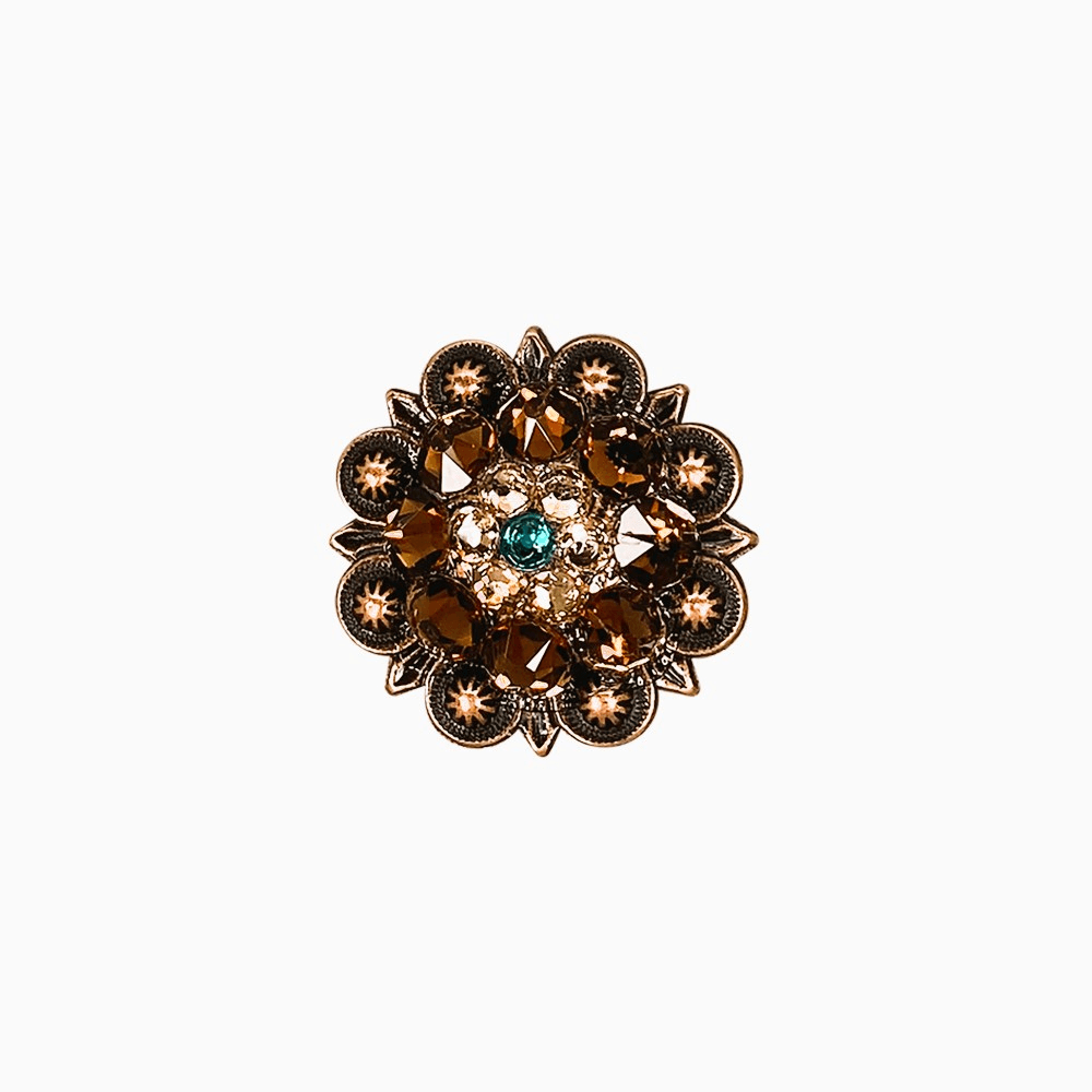 Teal Champagne & Topaz Copper 1.25" European Crystal Concho - RODEO DRIVE