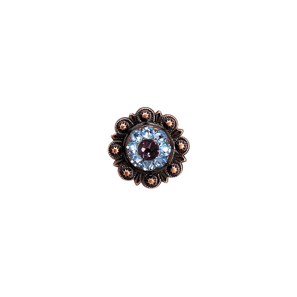 Amethyst & Aqua Copper 1" European Crystal Concho - RODEO DRIVE