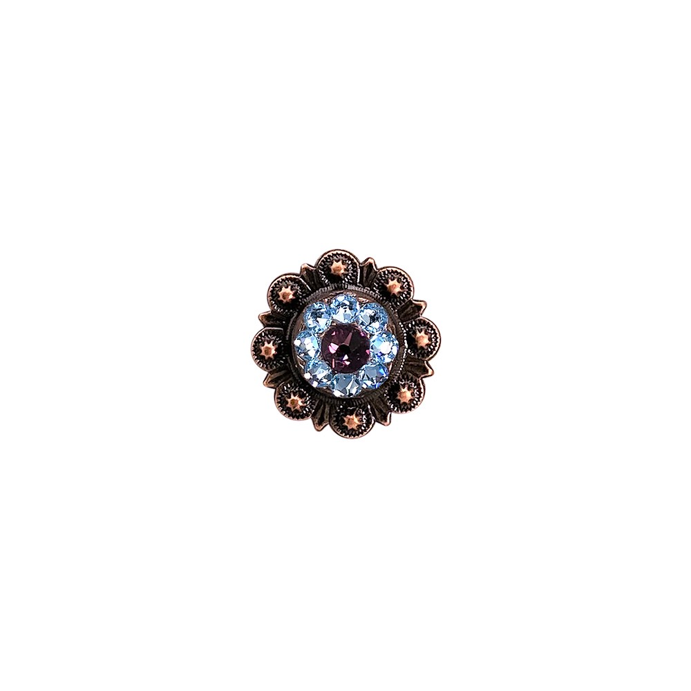 Copper Amethyst, Aqua, Clear Crystal Conchos Sizes from 1