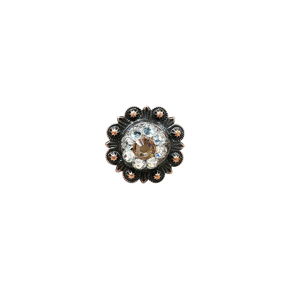 Copper Champagne, Clear Crystal Conchos Sizes from 1