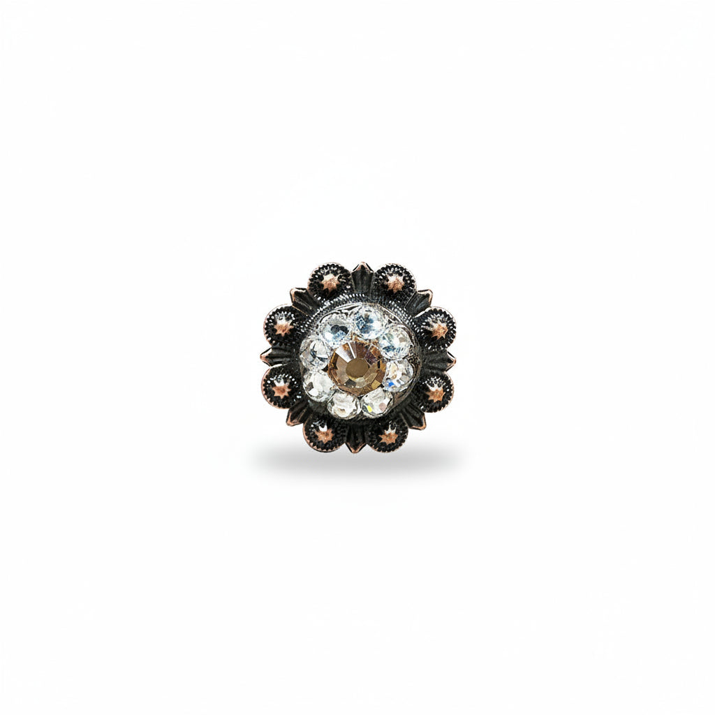 Copper Champagne - Clear Crystal Conchos | Sizes 1"- 3" | Buckles | Saddle Set | Leather Rosettes | Slide
