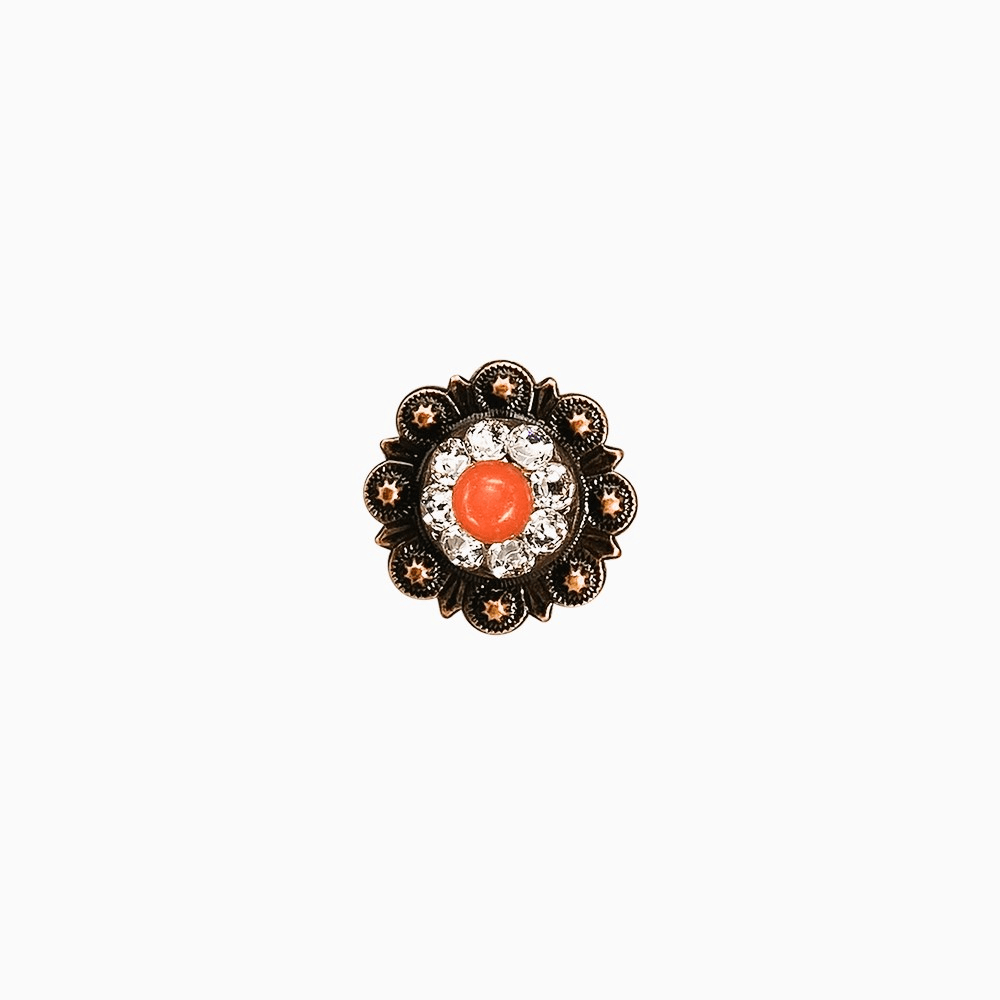 Fashion Coral & Clear Copper 1" European Crystal Concho - RODEO DRIVE
