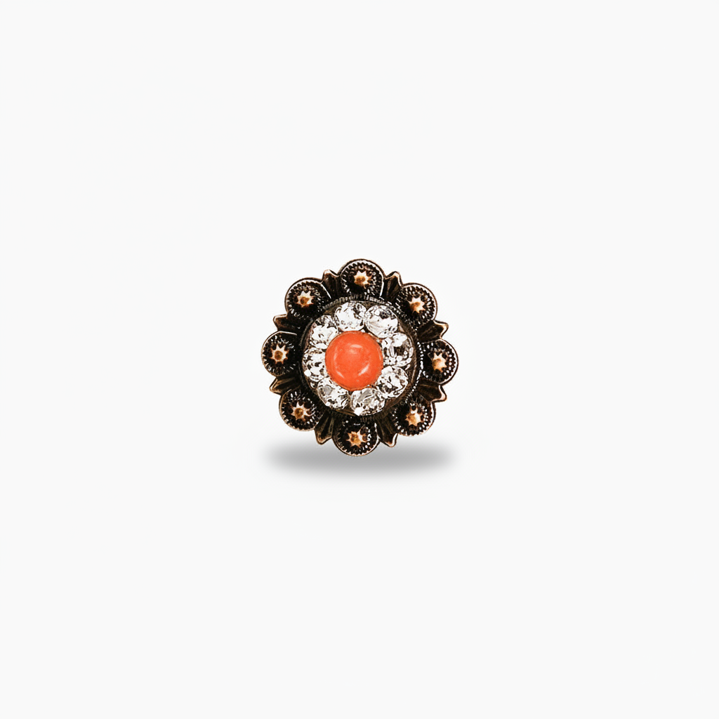Copper Coral - Clear Crystal Conchos | Sizes 1"- 3" | Buckles | Saddle Set | Leather Rosettes | Slide