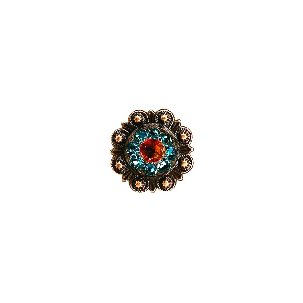 Copper Fire Opal - Teal - AB Crystal Conchos Sizes from 1"-3" and Buckles