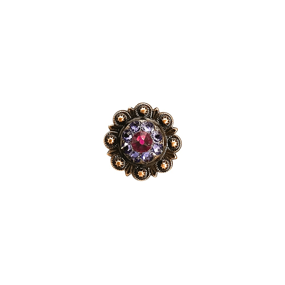 Fuchsia & Lilac Copper 1" European Crystal Concho - RODEO DRIVE