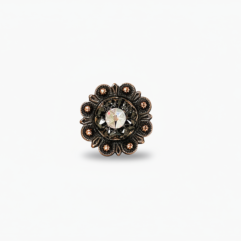 Copper Jet - AB Crystal Conchos | Sizes 1"- 3" | Buckles | Saddle Set | Leather Rosettes | Slide