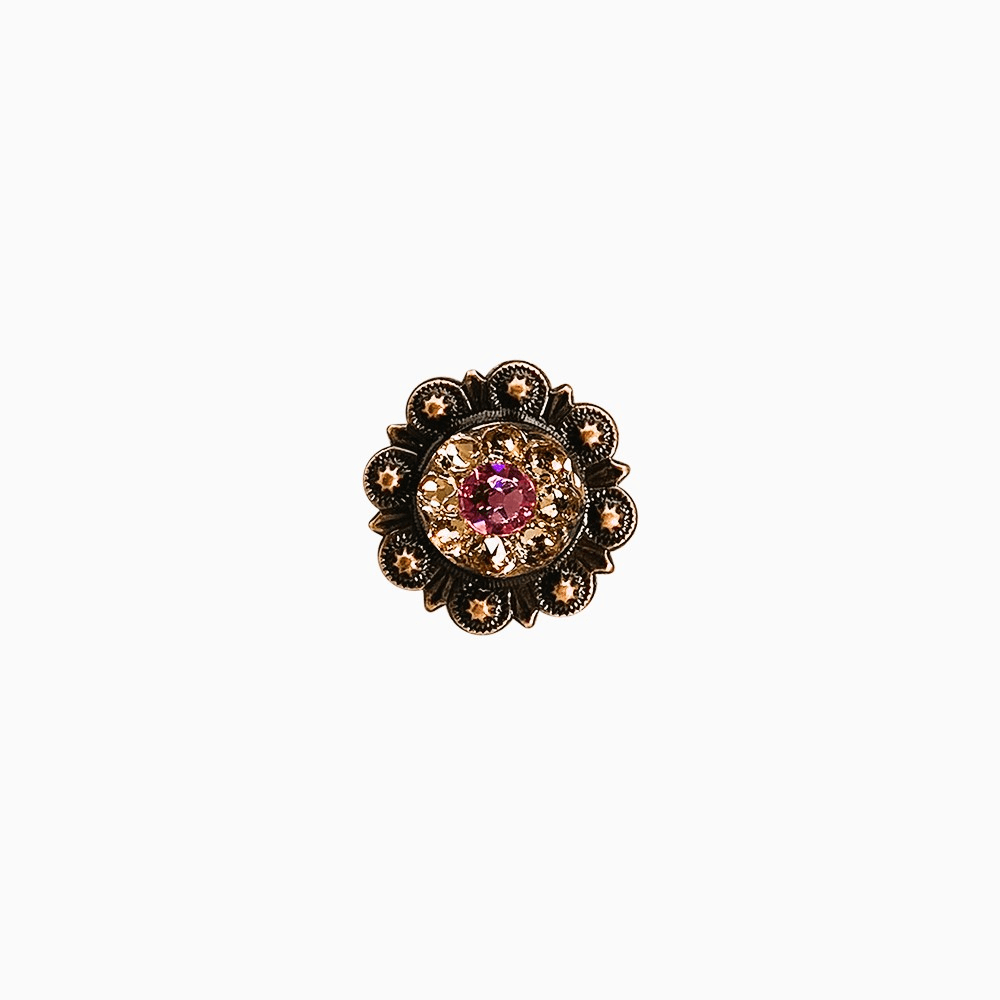 Pink & Champagne Copper 1" European Crystal Concho - RODEO DRIVE