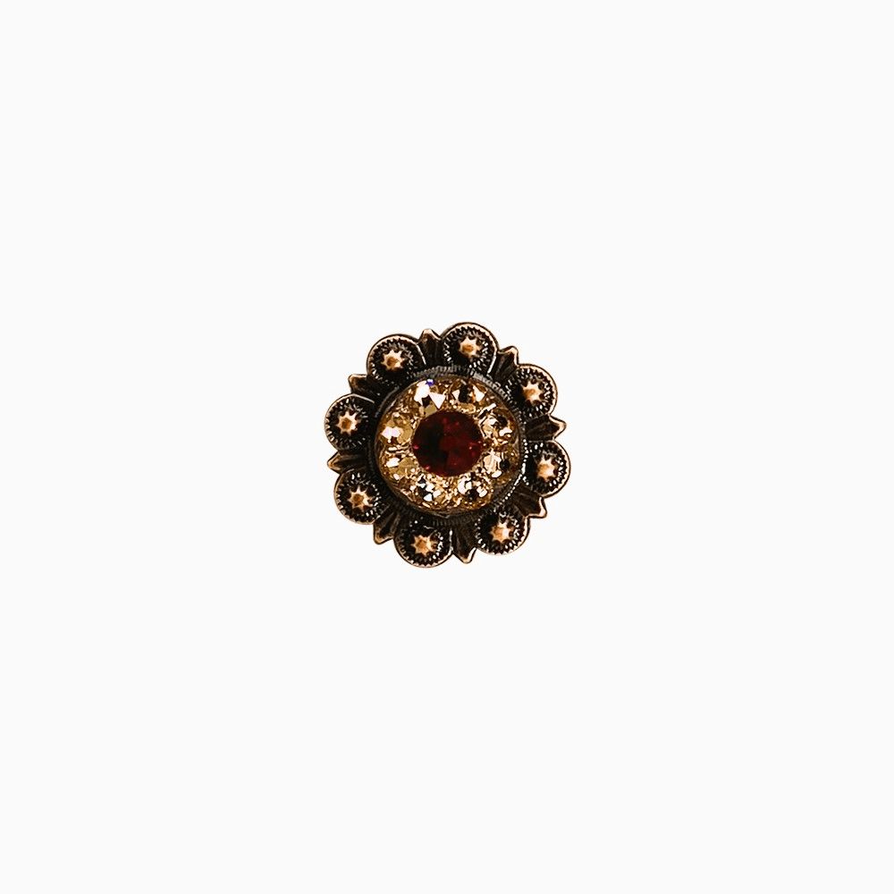 Ruby & Champagne Copper 1" European Crystal Concho - RODEO DRIVE