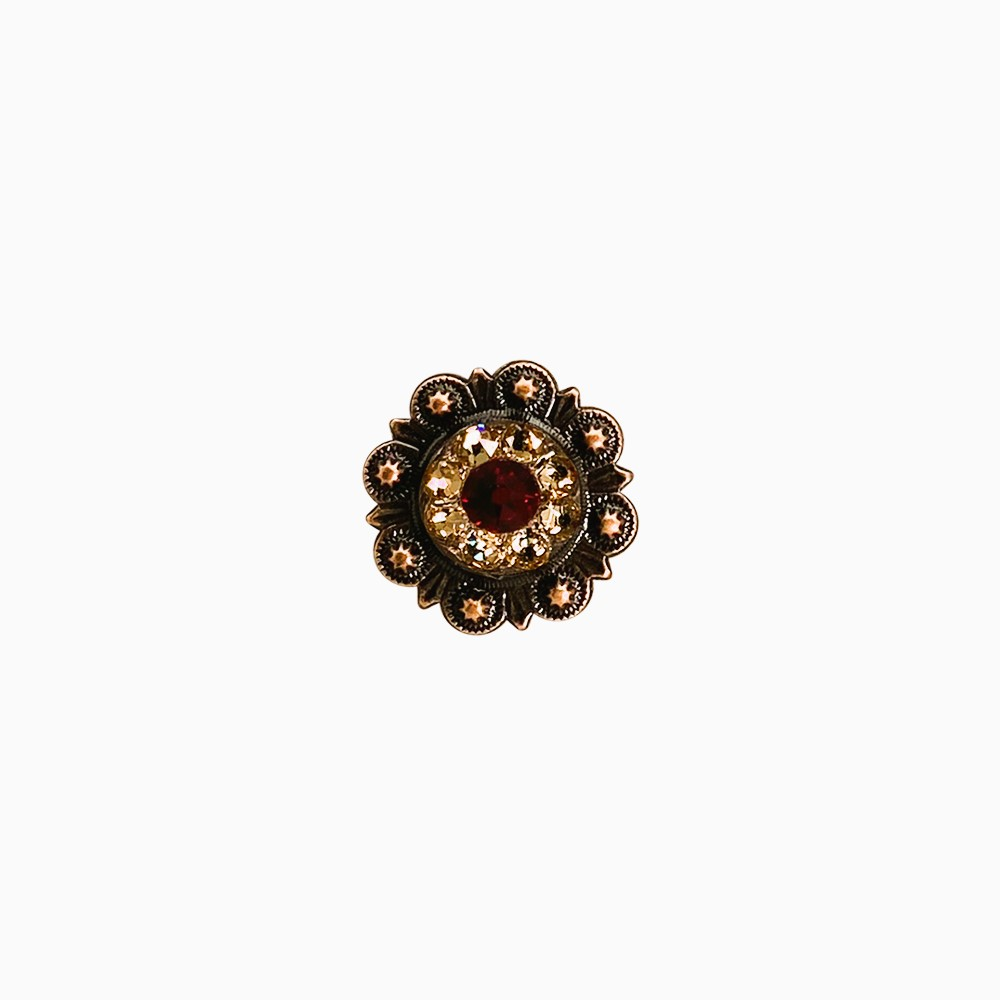 Copper Ruby - Jet - Champagne - Crystal Conchos Sizes from 1"-3" and Buckles