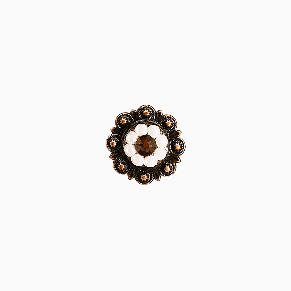 Topaz & Pearl Copper 1" European Crystal Concho - RODEO DRIVE