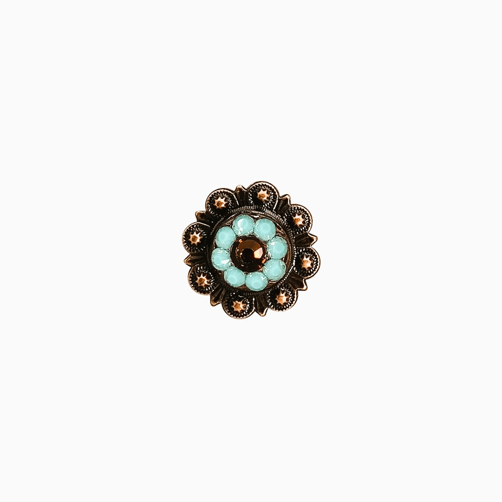 Topaz & Turquoise Copper 1" European Crystal Concho - RODEO DRIVE