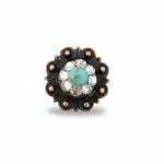 Copper Turquoise - Clear Crystal Conchos | Sizes 1"- 3" | Buckles | Saddle Set | Leather Rosettes | Slide