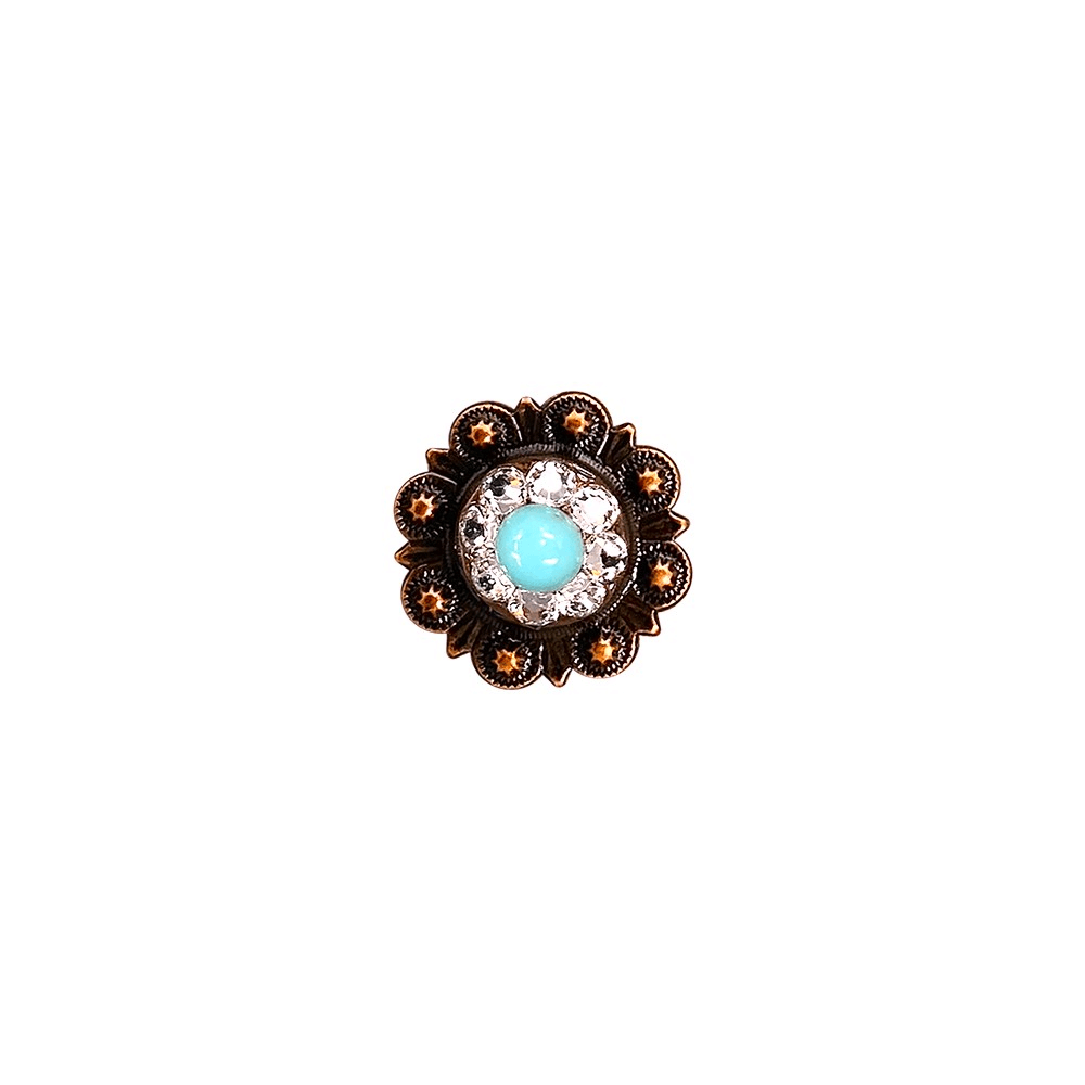 Fashion Turquoise & Clear Copper 1" European Crystal Concho - RODEO DRIVE