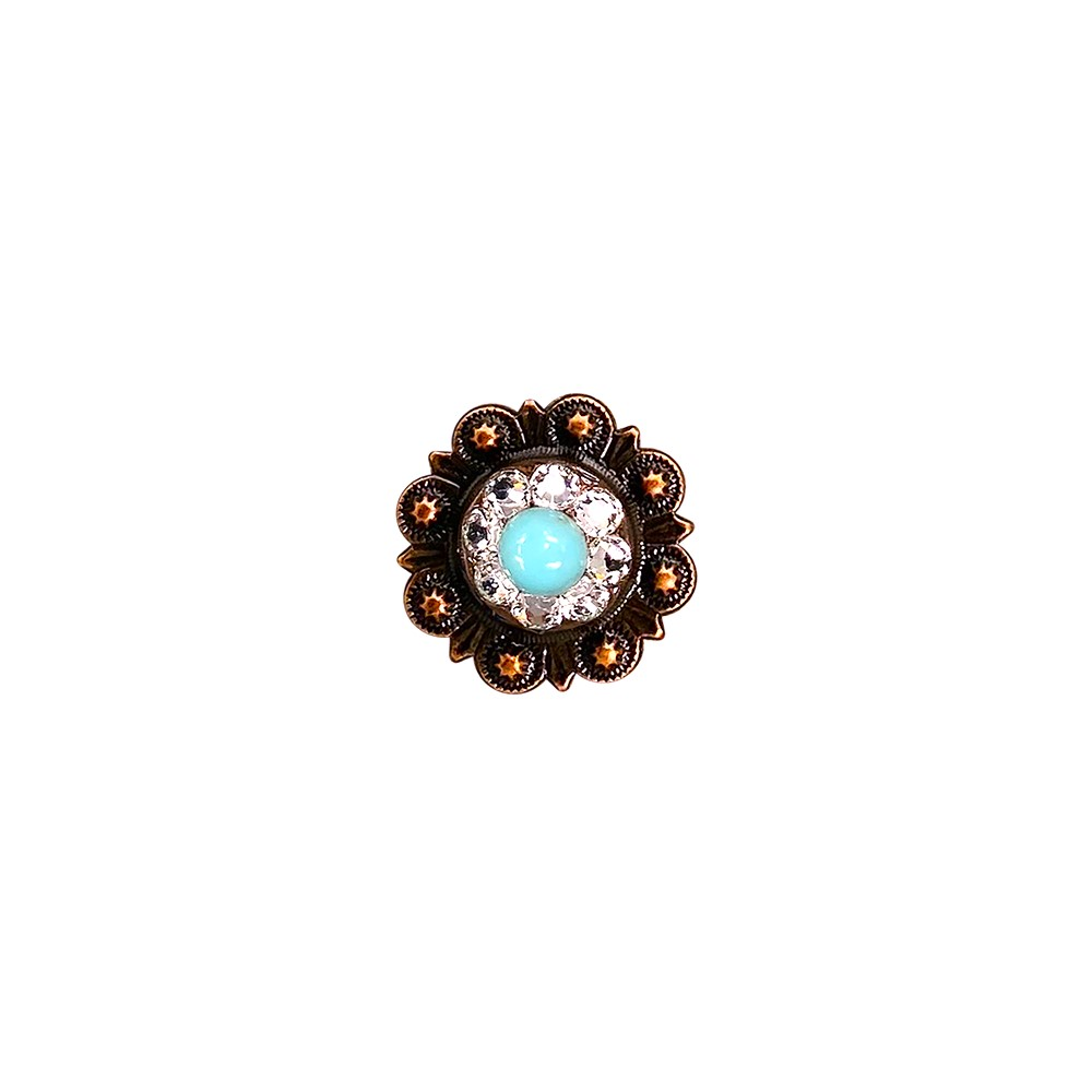 Copper Turquoise - Clear - Crystal Conchos Sizes from 1