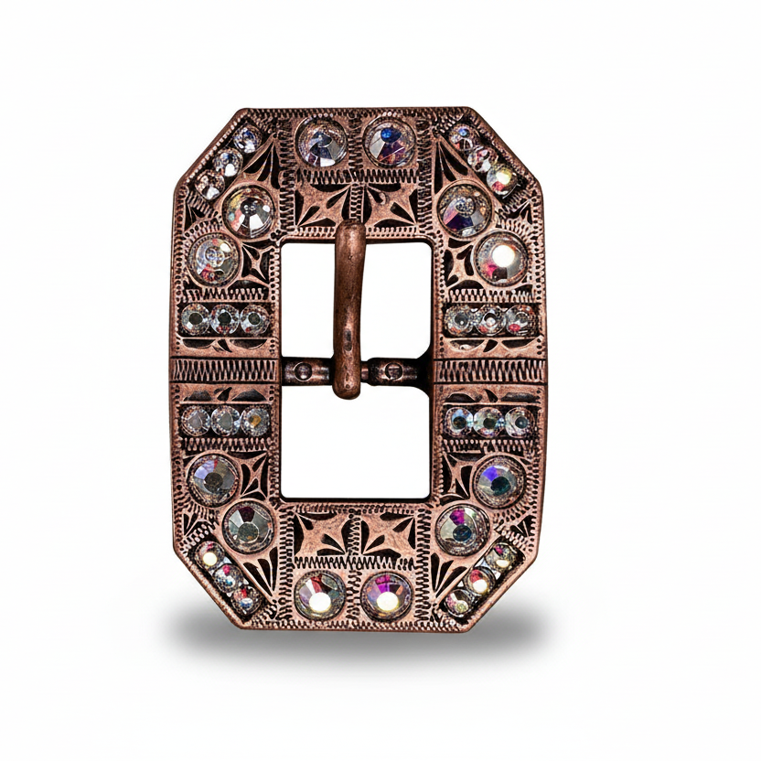 Copper AB Crystal Conchos | Sizes 1"- 3" | Buckles | Saddle Set | Leather Rosettes | Slide
