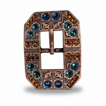 Copper Capri - Fire Opal - Teal Crystal Conchos | Sizes 1"- 3" | Buckles | Saddle Set | Leather Rosettes | Slide