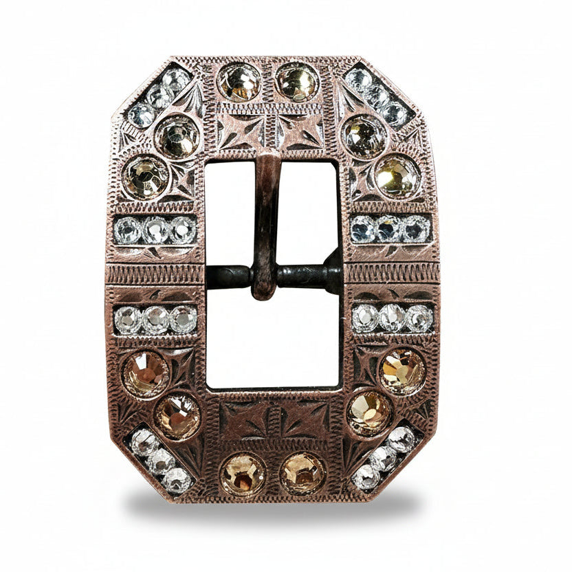 Copper Champagne - Clear Crystal Conchos | Sizes 1"- 3" | Buckles | Saddle Set | Leather Rosettes | Slide