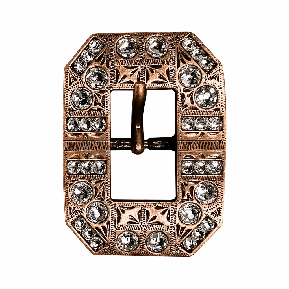 Clear Copper European Crystal Square Cart Buckle - RODEO DRIVE