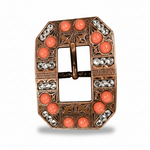 Copper Coral - Clear Crystal Conchos | Sizes 1"- 3" | Buckles | Saddle Set | Leather Rosettes | Slide