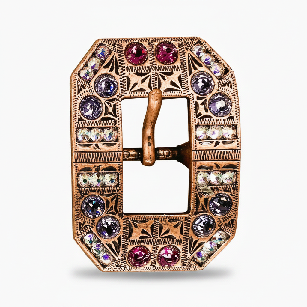 Copper Fuchsia - AB - Lilac Crystal Conchos | Sizes 1"- 3" | Buckles | Saddle Set | Leather Rosettes | Slide