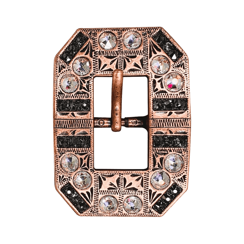 AB & Jet Copper European Crystal Square Cart Buckle - RODEO DRIVE