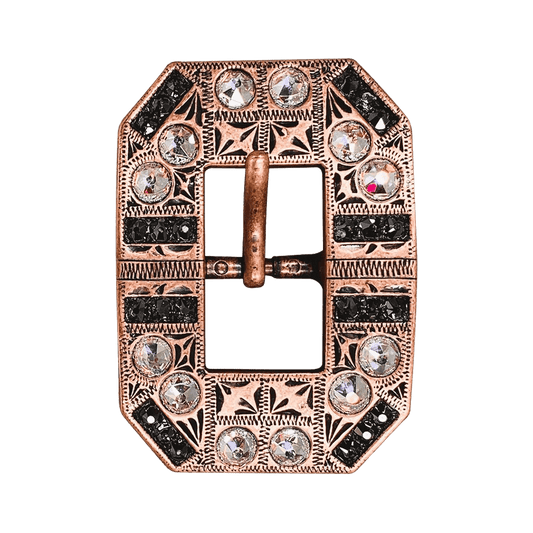AB & Jet Copper European Crystal Square Cart Buckle - RODEO DRIVE