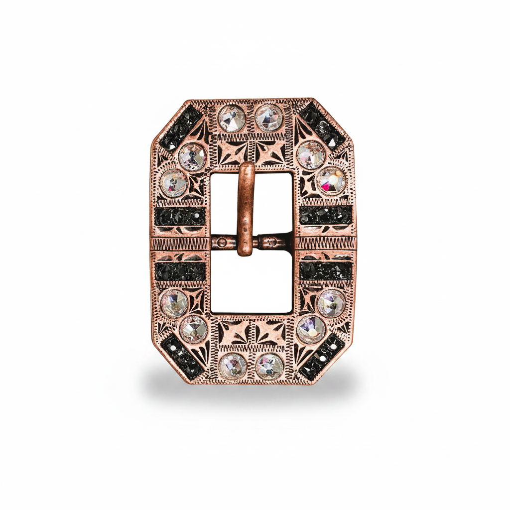Copper Jet - AB Crystal Conchos | Sizes 1"- 3" | Buckles | Saddle Set | Leather Rosettes | Slide