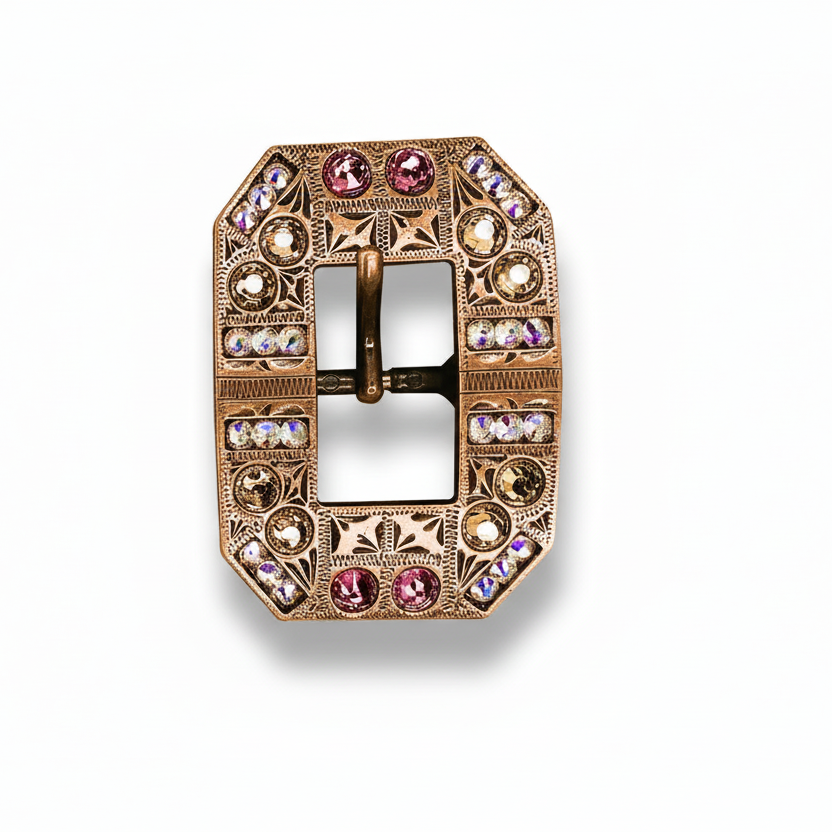 Copper Pink - AB - Champagne Crystal Conchos | Sizes 1"- 3" | Buckles | Saddle Set | Leather Rosettes | Slide