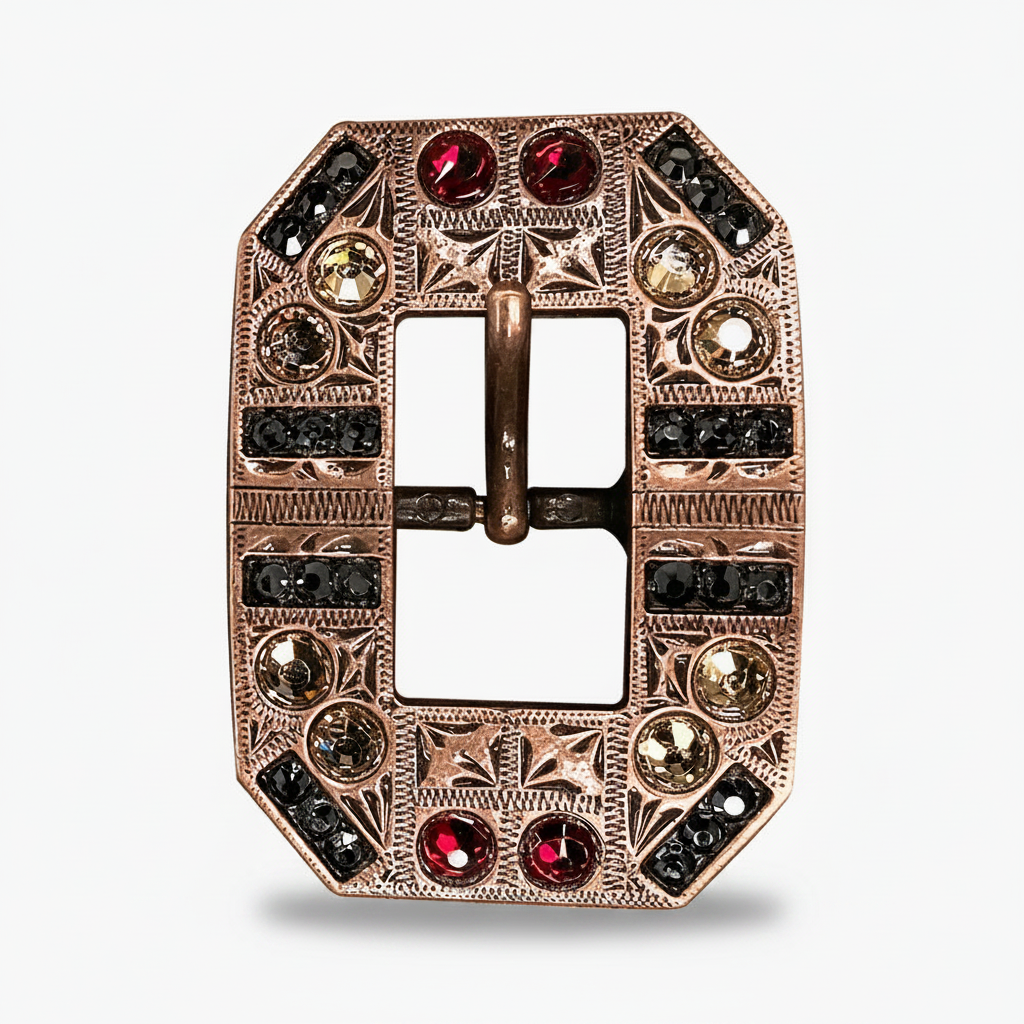 Copper Ruby - Jet - Champagne Crystal Conchos | Sizes 1"- 3" | Buckles | Saddle Set | Leather Rosettes | Slide