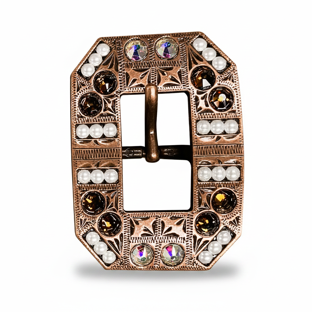 Copper Topaz - AB - Pearl Crystal Conchos | Sizes 1"- 3" | Buckles | Saddle Set | Leather Rosettes | Slide