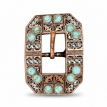 Copper Turquoise - Clear Crystal Conchos | Sizes 1"- 3" | Buckles | Saddle Set | Leather Rosettes | Slide
