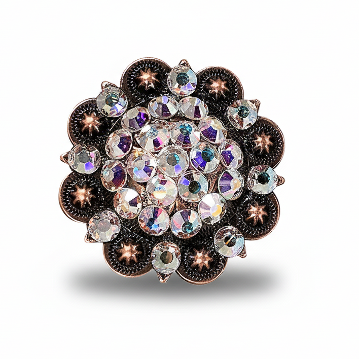 Copper AB Crystal Conchos | Sizes 1"- 3" | Buckles | Saddle Set | Leather Rosettes | Slide