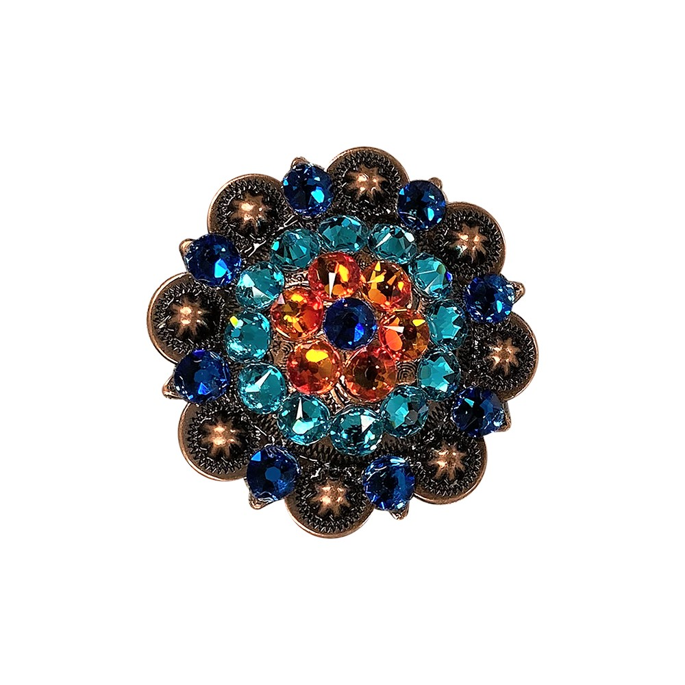 Copper Capri - Fire Opal - Teal - Crystal Conchos Sizes from 1"-3" and Buckles