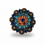 Copper Capri - Fire Opal - Teal Crystal Conchos | Sizes 1"- 3" | Buckles | Saddle Set | Leather Rosettes | Slide