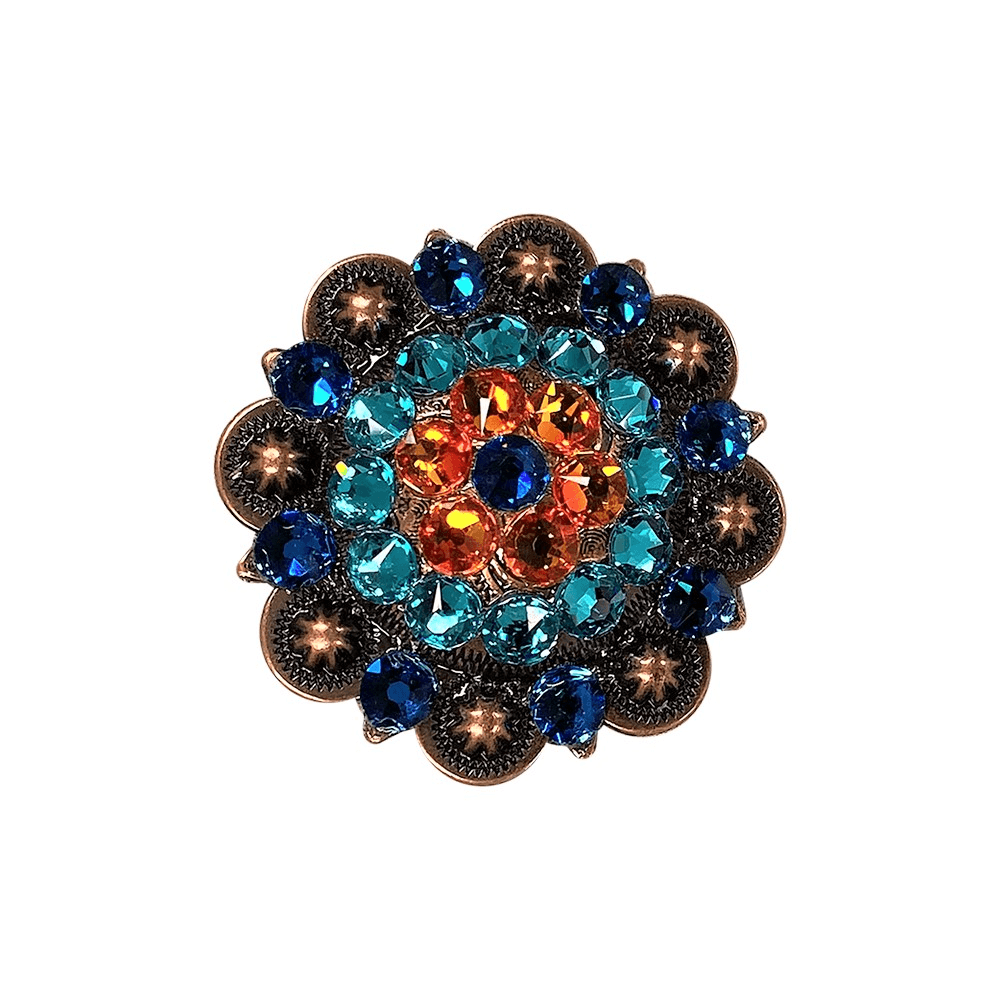 Capri Fire Opal & Teal Copper 2" European Crystal Concho - RODEO DRIVE