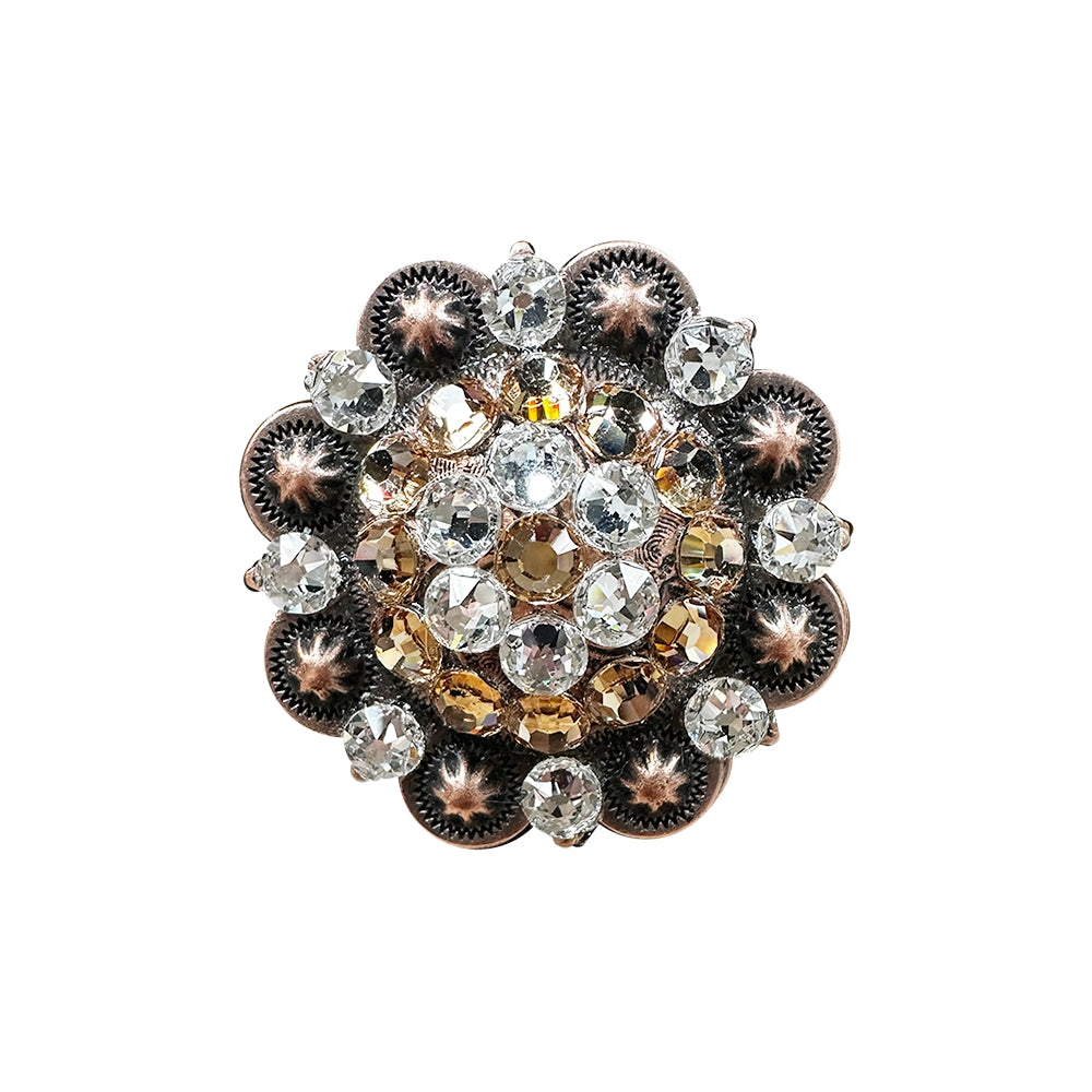 Copper Champagne, Clear Crystal Conchos Sizes from 1