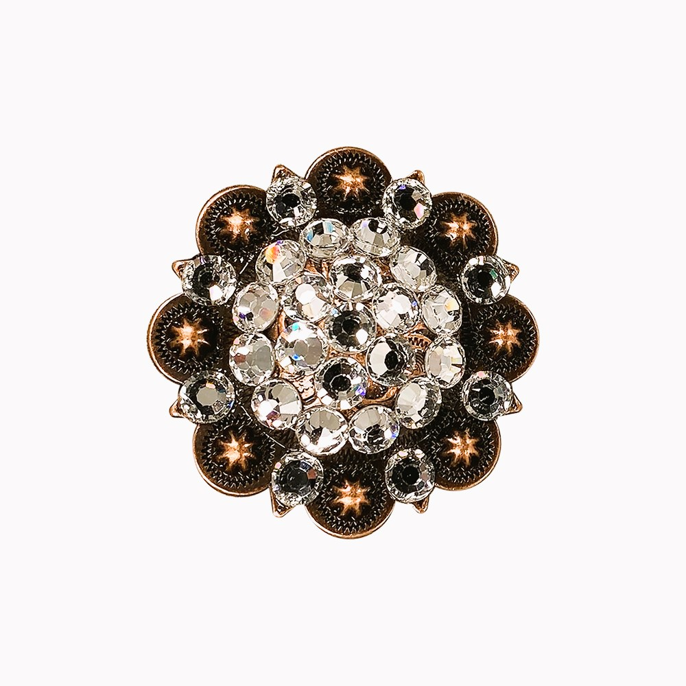Copper Clear Crystal Conchos Sizes from 1