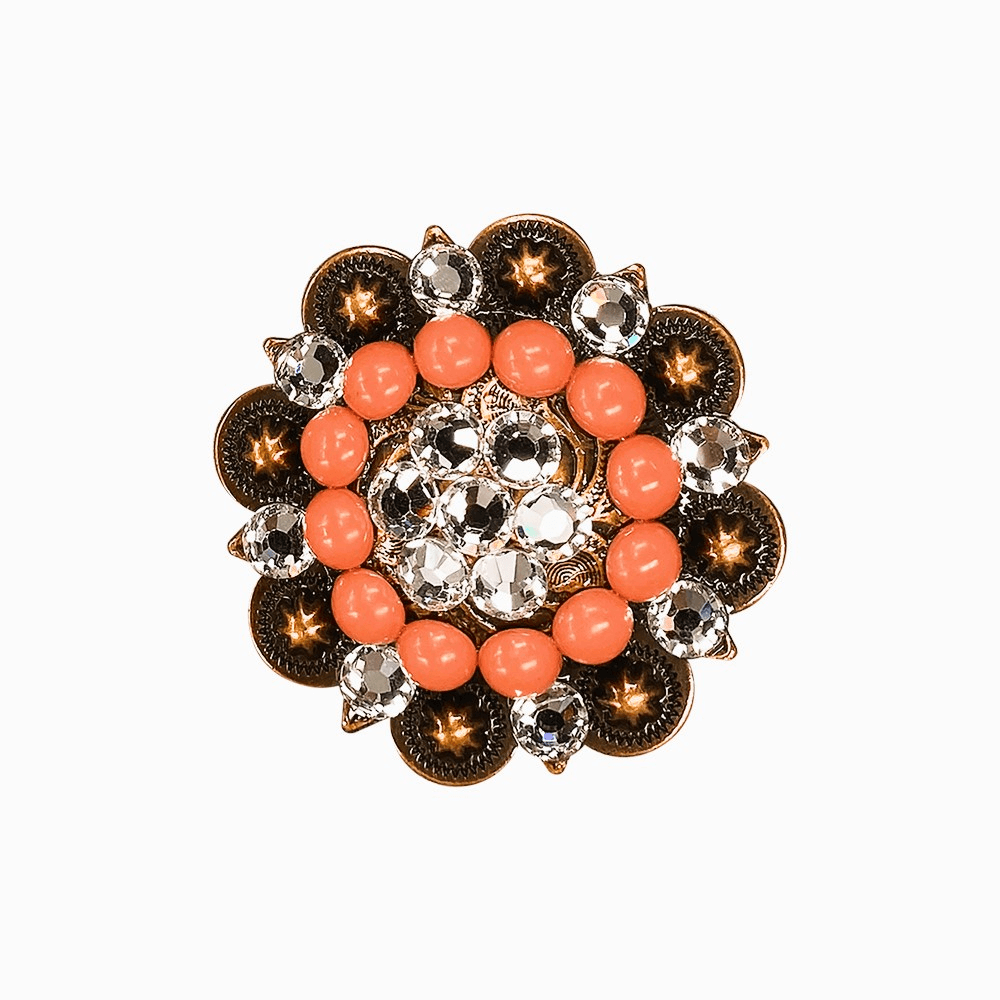 Fashion Coral & Clear Copper 2" European Crystal Concho - RODEO DRIVE