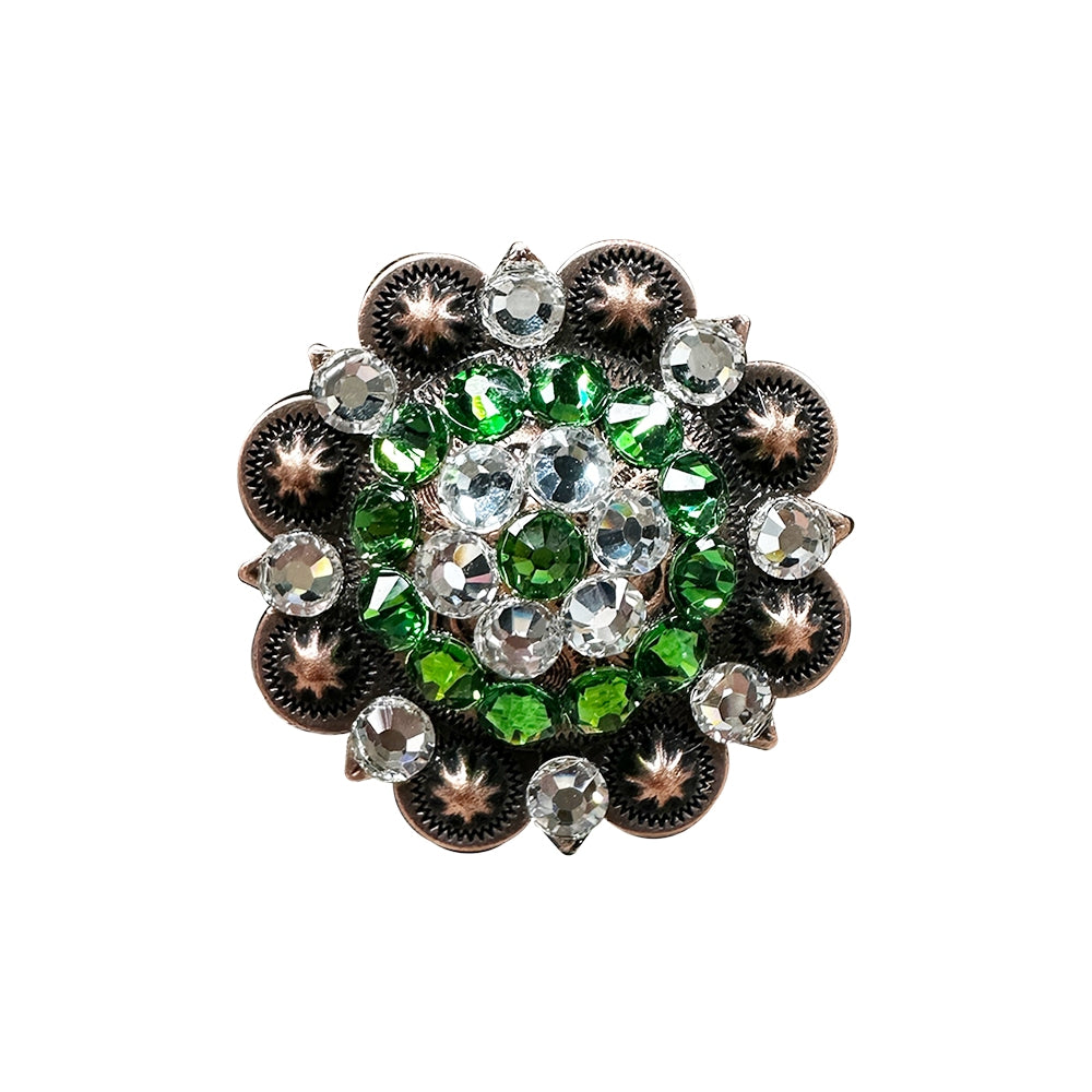 Copper Fern, Clear Crystal Conchos Sizes from 1