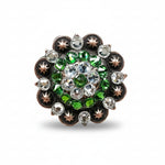 Copper Fern - Clear Crystal Conchos | Sizes 1"- 3" | Buckles | Saddle Set | Leather Rosettes | Slide