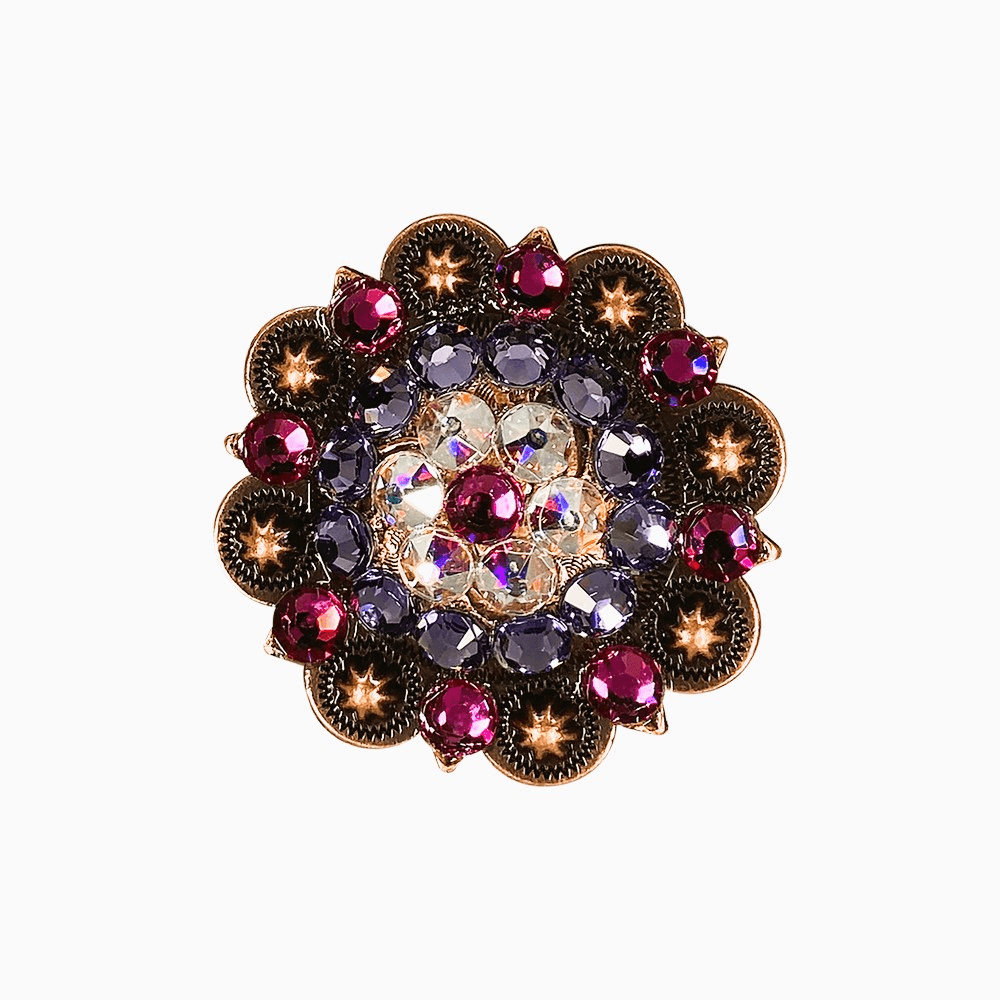 Fuchsia, AB & Lilac Copper 2" European Crystal Concho - RODEO DRIVE