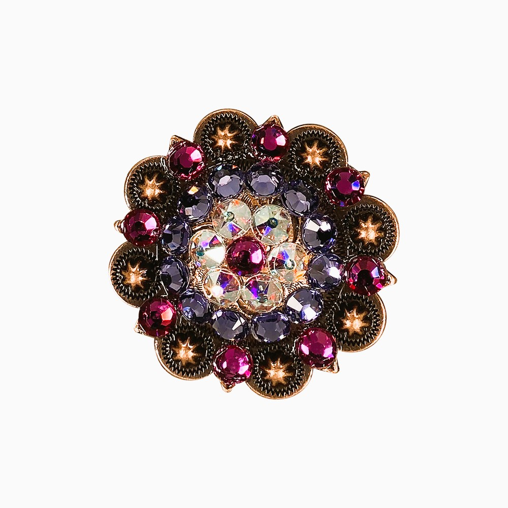 Copper Fuchsia - AB - Lilac Crystal Conchos Sizes from 1"-3" and Buckles