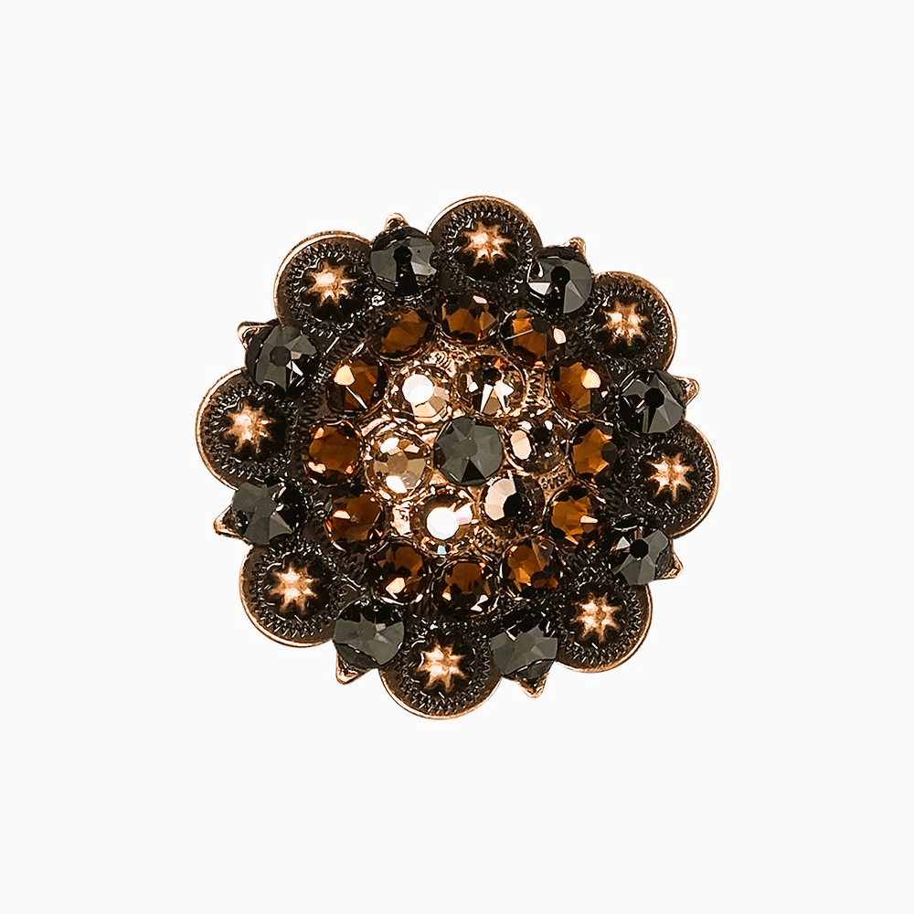 Jet Champagne & Topaz Copper 2" European Crystal Concho - RODEO DRIVE