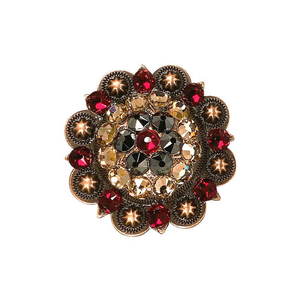 Copper Ruby - Jet - Champagne - Crystal Conchos Sizes from 1"-3" and Buckles